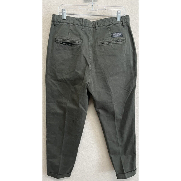 The Kooples Jeans Cuffed Chino Pants Size 50 Eur/33 US Dark Olive Button Fly - Picture 8 of 10